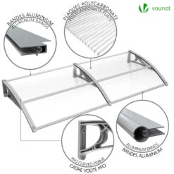 Auvent De Porte Marquise 200x80 Cm Transparent En Polycarbonate Anti UV(Auvent De Porte Marquise 200x80 Cm Transparent En Polycarbonate Anti Uv 1) -Boutique Vounot 6 6e0da0aa 2779 407c 9d21 e5ed3723bdec