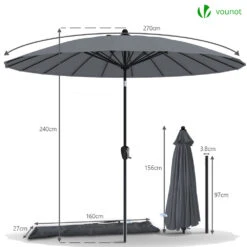 Parasol Inclinable 270cm Shanghai Avec Housse De Protection Gris(Parasol Inclinable 270cm Shanghai Avec Housse De Protection Gris) -Boutique Vounot 6 733402fd e9c5 4253 9c0d 709260fcf83b
