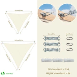 Voile D'ombrage Triangle En Polyester Imperméable Avec Kit De Montage 5x5x5m Beige(Voile Dombrage Triangle En Polyester Impermeable Avec Kit De Montage 5x5x5m Beige) -Boutique Vounot 6 8925d1c0 8250 4f60 8fd7 f1082b1ba677