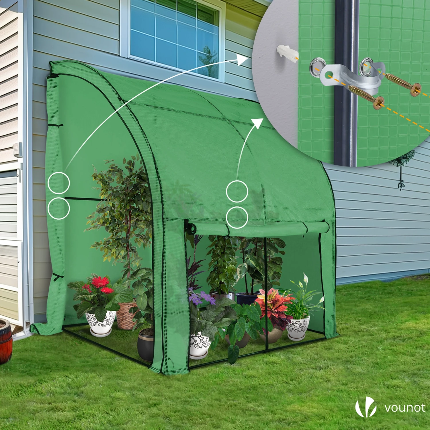 Serre De Jardin Hivernage Murale Adossee Avec Bache PE 200x100x180cm Vert(Serre De Jardin Hivernage Murale Adossee Avec Bache Pe 200x100x180cm Vert) 6 Serre De Jardin Hivernage Murale Adossee Avec Bache PE 200x100x180cm Vert(Serre De Jardin Hivernage Murale Adossee Avec Bache Pe 200x100x180cm Vert) – Image 6