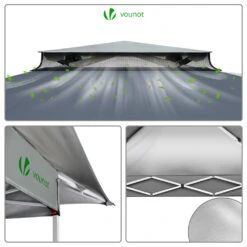 Tonnelle De Jardin Exterieure Pliable Avec Moustiquaire 3.6x3.6m Gris(Tonnelle De Jardin Exterieure Pliable Avec Moustiquaire 3 6x3 6m Gris) -Boutique Vounot 6 8ee518a7 5b36 43e6 af68 0e5ef431aeec