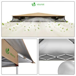 Tonnelle De Jardin Exterieure Pliable Avec Moustiquaire 3.6x3.6m Beige(Tonnelle De Jardin Exterieure Pliable Avec Moustiquaire 3 6x3 6m Beige) -Boutique Vounot 6 96d219b1 65f6 43d0 9216 a5946fccf2ba