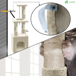 Arbre à Chat 88cm Avec Corde Griffoir Plateforme Niche Beige(Arbre A Chat 88cm Avec Corde Griffoir Plateforme Niche Beige) -Boutique Vounot 6 974f12ba 0de6 4299 a126 8cc00e58aede