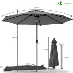 Parasol Inclinable 2.70 X 2.40m Avec Housse De Protection Gris(Parasol Inclinable 2 70 X 2 40m Avec Housse De Protection Gris) -Boutique Vounot 6 a416f7b2 0c31 47c0 9264 470b96f7d0fd