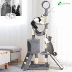 Arbre à Chat 154cm Avec Griffoir Plateforme Niche XXL Gris(Arbre A Chat 154cm Avec Griffoir Plateforme Niche Xxl Gris) -Boutique Vounot 6 a6520b5a ad9d 4c38 baa7 abfe5592f59b