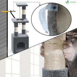 Arbre à Chat 88cm Avec Corde Griffoir Plateforme Niche Gris(Arbre A Chat 88cm Avec Corde Griffoir Plateforme Niche Gris) -Boutique Vounot 6 a77a0082 e0e7 468f 89e1 dfabc2f97528