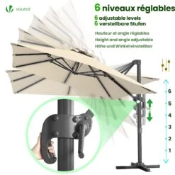 Parasol Deporte Inclinable Premium Carre Avec Housse Protection 3x3m Beige(Parasol Deporte Inclinable Premium Carre Avec Housse Protection 3x3m Beige 1) -Boutique Vounot 6 ae37b728 44ce 4311 a838 b81677a79d55