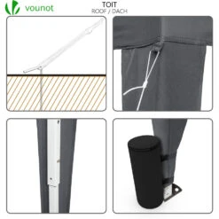 Tonnelle De Jardin 3x3m Pliable Avec Portes Et Fenêtres Gris(Tonnelle De Jardin 3x3m Pliable Avec Portes Et Fenetres Gris) -Boutique Vounot 6 b6cc235f 6beb 46fc 8119 1acb2d3829af