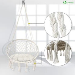 Fauteuil Suspendu Avec Coussin Rond Beige(Fauteuil Suspendu Avec Coussin Rond Beige) -Boutique Vounot 6 bb30e5f5 bfbb 4e04 973a e1e8e804b741