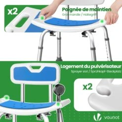 Chaise De Douche Avec Dossier Ergonomique A Hauteur Reglable En Aluminum HDPE Bleu(Chaise De Douche Avec Dossier Ergonomique A Hauteur Reglable En Aluminum Hdpe Bleu) -Boutique Vounot 6 bd66b8da a1ec 4b51 8906 36fb5cf8de75