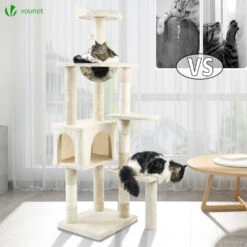 Arbre à Chat 138cm Avec Griffoir Plateforme Niche Et Capsule Spatiale Beige(Arbre A Chat 138cm Avec Griffoir Plateforme Niche Et Capsule Spatiale Beige) -Boutique Vounot 6 bfc312d7 21c7 481c 8b2f 1bba47f374c7