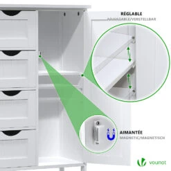 Meuble De Salle De Bain Rangement 4 Tiroirs 1 Porte 82x55x30cm Blanc(Meuble De Salle De Bain Rangement 4 Tiroirs 1 Porte 82x55x30cm Blanc) -Boutique Vounot 6 d3f5d8db 27fa 47b9 91ae 9bd9c7b5979e