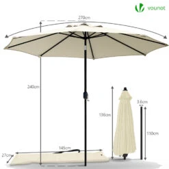 Parasol Inclinable 2.70 X 2.40m Avec Housse De Protection Beige(Parasol Inclinable 2 70 X 2 40m Avec Housse De Protection Beige) -Boutique Vounot 6 d4d26ac5 a6e9 46d4 97eb 1bd31d52c514