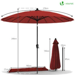 Parasol Inclinable 270cm Shanghai Avec Housse De Protection Rouge(Parasol Inclinable 270cm Shanghai Avec Housse De Protection Rouge) -Boutique Vounot 6 d66103c5 d01c 4ba0 97e9 c949d15601dc