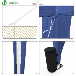 Tonnelle De Jardin 3x3m Pliable Bleu Avec Sac De Transport(Tonnelle De Jardin 3x3m Pliable Bleu Avec Sac De Transport) -Boutique Vounot 6 d8685655 0913 4478 81c9 79f6edad4a94