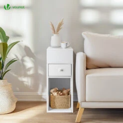 Table De Chevet D’appoint Avec Tiroir Et Compartiment 25x30x66cm Blanc(Table De Chevet D Appoint Avec Tiroir Et Compartiment 25x30x66cm Blanc) -Boutique Vounot 6 dbbfd227 d9b6 4b95 bcef 99bb3ec41b81