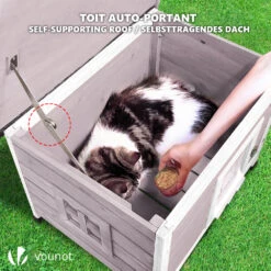 Maison Pour Chat En Bois Avec Toit Bitumé Autoportant Et Porte à Lamelles PVC Gris(Maison Pour Chat En Bois Avec Toit Bitume Autoportant Et Porte A Lamelles Pvc Gris) -Boutique Vounot 6 eb910383 5a0e 436f bcb4 dd4b6b61deaa