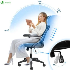 Fauteuil De Bureau Ergonomique Pivotant Avec Appui Tête Et Dossier Toile Respirant Gris(Fauteuil De Bureau Ergonomique Pivotant Avec Appui Tete Et Dossier Toile Respirant Gris) -Boutique Vounot 6 f5f76e58 d518 4b6d a5fc 22147c03b24f