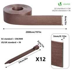 Bordure De Jardin PE Flexible 20M X 8 CM Avec Piquets Marron(Bordure De Jardin Pe Flexible 20m X 8 Cm Avec Piquets Marron) -Boutique Vounot 7 8cm