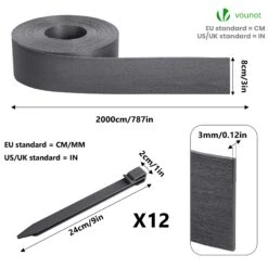 Bordure De Jardin PE Flexible 20M X 8 CM Avec Piquets Gris(Bordure De Jardin Pe Flexible 20m X 8 Cm Avec Piquets Gris) -Boutique Vounot 7 8cm ba07ce53 6edc 40ce 9f99 2f8b8150d2c5