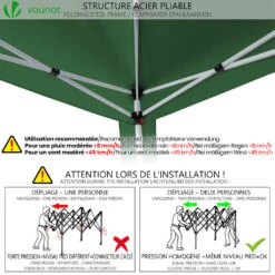 Tonnelle De Jardin 3x3m Pliable Avec Portes Et Fenêtres Vert(Tonnelle De Jardin 3x3m Pliable Avec Portes Et Fenetres Vert) -Boutique Vounot 7 WaterproofRatingWarning 77088b81 c483 4a6c a3c6 539bbe404631