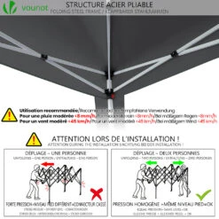 Tonnelle De Jardin 3x3m Pliable Grise Avec Sac De Transport(Tonnelle De Jardin 3x3m Pliable Grise Avec Sac De Transport) -Boutique Vounot 7 WaterproofRatingWarning b8fd4d22 48ad 46ca b59b a79be02da4d2