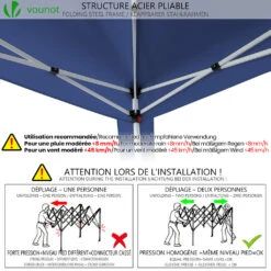Tonnelle De Jardin 3x3m Pliable Bleu Avec Sac De Transport(Tonnelle De Jardin 3x3m Pliable Bleu Avec Sac De Transport) -Boutique Vounot 7 WaterproofRatingWarning c912f3c7 e2f7 4397 a587 9d88a4ca35ef