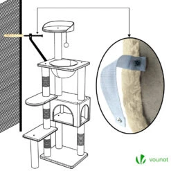 Arbre à Chat 138cm Avec Griffoir Plateforme Niche Et Capsule Spatiale Beige(Arbre A Chat 138cm Avec Griffoir Plateforme Niche Et Capsule Spatiale Beige) -Boutique Vounot 7 0d91b33a 0d6f 4c0d 91a8 2680059e27a1