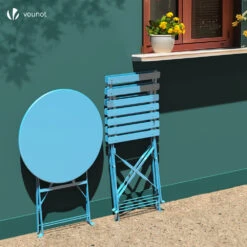 Ensemble Bistro Extérieur 1 Table 2 Chaises Acier Bleu(Ensemble Bistro Exterieur 1 Table 2 Chaises Acier Bleu 1) -Boutique Vounot 7 1605fcca cb59 4f38 8bff b9c1009ffb1f