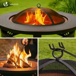 Brasero Exterieur En Metal Avec Grille, Pare-etincelles Tisonnier Diametre 81cm Noir(Brasero Exterieur En Metal Avec Grille Pare Etincelles Tisonnier Diametre 81cm Noir) -Boutique Vounot 7 1daa400b bf63 4c11 9d40 380fafc20118