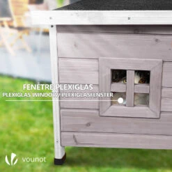 Maison Pour Chat En Bois Avec Toit Bitumé Autoportant Et Porte à Lamelles PVC Gris(Maison Pour Chat En Bois Avec Toit Bitume Autoportant Et Porte A Lamelles Pvc Gris) -Boutique Vounot 7 23857dfb 7b84 4012 b67f 66eac74e7f20