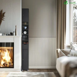 Meuble Rangement Salle De Bain Haut Colonne 180x20x20cm MDF Noir(Meuble Rangement Salle De Bain Haut Colonne 180x20x20cm Mdf Noir) -Boutique Vounot 7 2d14bc19 a1a1 483c 880c 811455117500