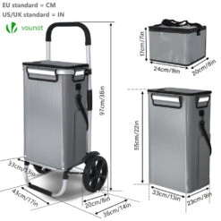 Chariot De Course Pliable Aluminium 2 Roues Avec Sac Isotherme Gris(Chariot De Course Pliable Aluminium 2 Roues Avec Sac Isotherme Gris) -Boutique Vounot 7 3509e8ab 0d17 4060 9ab9 52e479410121