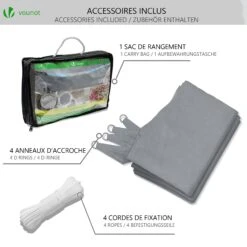 Voile D’ombrage Rectangulaire Imperméable Polyester Avec Corde 3x2m Gris(Voile D Ombrage Rectangulaire Impermeable Polyester Avec Corde 3x2m Gris) -Boutique Vounot 7 5383751a fcc1 4ae5 8ce3 70b8ce944fcc