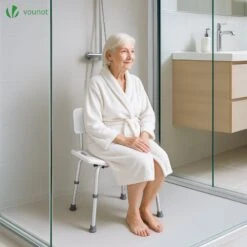 Chaise De Douche Avec Dossier Ergonomique A Hauteur Reglable En Aluminum HDPE Blanc(Chaise De Douche Avec Dossier Ergonomique A Hauteur Reglable En Aluminum Hdpe Blanc) -Boutique Vounot 7 591ae593 c6a8 4bd9 a511 6a866538814b