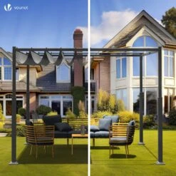 Pergola Retractable 3x3m En Metal Et Toile Polyester Haute Densite 180g/m2 Gris(Pergola Retractable 3x3m En Metal Et Toile Polyester Haute Densite 180g M2 Gris 1) -Boutique Vounot 7 5a7b7578 1876 472b b87a 5e1536f8be4f