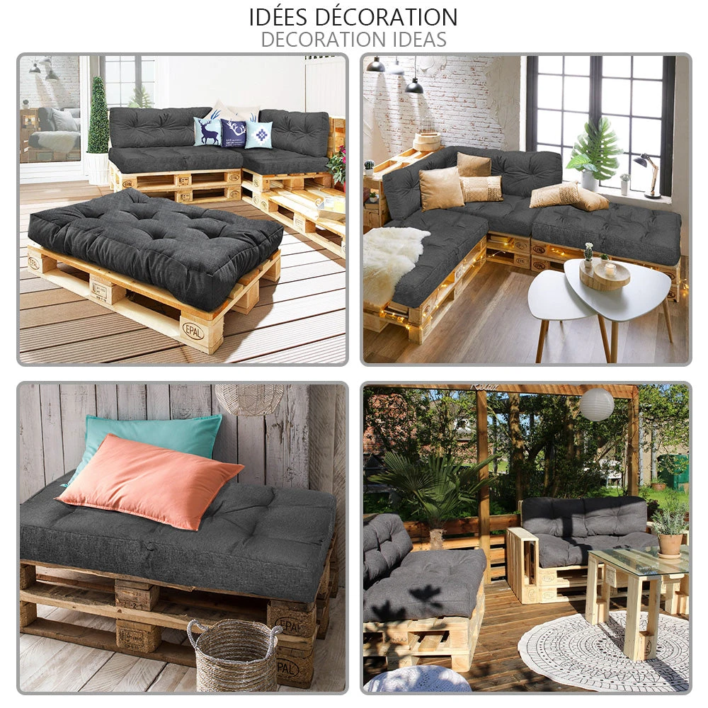 Lot De 2 Coussins Pour Palettes En Bois Gris(Lot De 2 Coussins Pour Palettes En Bois Gris) 7 Lot De 2 Coussins Pour Palettes En Bois Gris(Lot De 2 Coussins Pour Palettes En Bois Gris) – Image 7