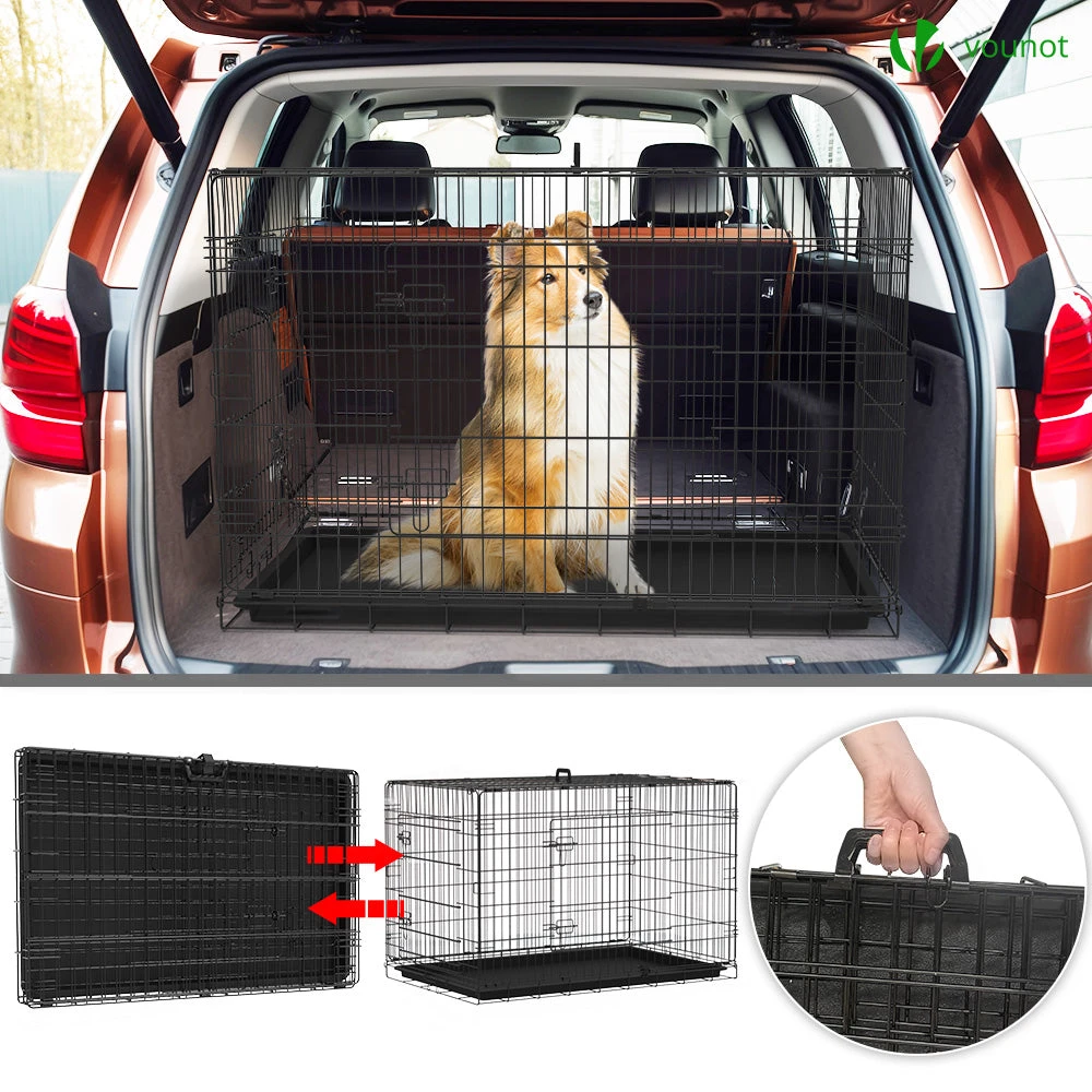 Cage Pour Chien Pliable Avec 2 Portes Verrouillable Plateau Amovible 122x75x81cm(Cage Pour Chien Pliable Avec 2 Portes Verrouillable Plateau Amovible 122x75x81cm) 7 Cage Pour Chien Pliable Avec 2 Portes Verrouillable Plateau Amovible 122x75x81cm(Cage Pour Chien Pliable Avec 2 Portes Verrouillable Plateau Amovible 122x75x81cm) – Image 7