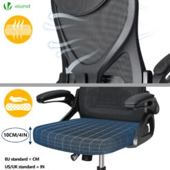 Fauteuil De Bureau Ergonomique Pivotant Avec Appui Tête Et Dossier Toile Respirant Noir(Fauteuil De Bureau Ergonomique Pivotant Avec Appui Tete Et Dossier Toile Respirant Noir) -Boutique Vounot 7 8c0e05d8 fcd2 43b0 adca 2da70b300859