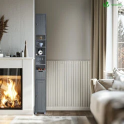 Meuble Rangement Salle De Bain Haut Colonne 180x20x20cm MDF Gris(Meuble Rangement Salle De Bain Haut Colonne 180x20x20cm Mdf Gris) -Boutique Vounot 7 8e53a4a9 3076 4255 838f d912754bcfb8