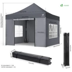 Tonnelle De Jardin Renforcée 3x3m Pliable Avec 4 Parois Et Sac De Transport A Roulette Gris(Tonnelle De Jardin Renforcee 3x3m Pliable Avec 4 Parois Et Sac De Transport A Roulette Gris) -Boutique Vounot 7 94467f91 216c 4f69 81ae ebf0ac7d91f6