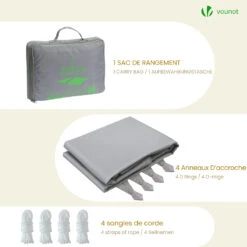 Voile D'ombrage Rectangulaire En Polyester Imperméable Avec Kit De Montage 3x2m Gris Clair(Voile Dombrage Rectangulaire En Polyester Impermeable Avec Kit De Montage 3x2m Gris Clair) -Boutique Vounot 7 989e7db8 e340 41e4 a6b0 cb2680c038ab