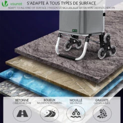 Chariot De Course Pliable Monte Escalier Aluminium Avec Crochets Gris(Chariot De Course Pliable Monte Escalier Aluminium Avec Crochets Gris 2) -Boutique Vounot 7 9e03ea44 971c 40bc 8148 5d2ce154d822