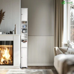 Meuble Rangement Salle De Bain Haut Colonne 180x20x20cm MDF Blanc(Meuble Rangement Salle De Bain Haut Colonne 180x20x20cm Mdf Blanc) -Boutique Vounot 7 9f21dcc2 6c6a 46a1 9fa8 cde0d72dc7df