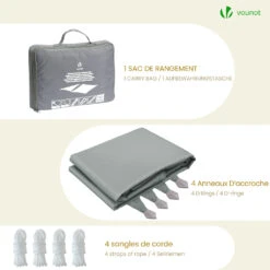 Voile D'ombrage Rectangulaire En Polyester Imperméable Avec Kit De Montage 3x5m Gris(Voile Dombrage Rectangulaire En Polyester Impermeable Avec Kit De Montage 3x5m Gris 1) -Boutique Vounot 7 ac9aea84 abac 4f91 905f 22015dcb70d5