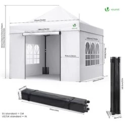 Tonnelle De Jardin Renforcée 3x3m Pliable Avec 4 Parois Et Sac De Transport A Roulette Blanche(Tonnelle De Jardin Renforcee 3x3m Pliable Avec 4 Parois Et Sac De Transport A Roulette Blanche) -Boutique Vounot 7 c14c0427 1a3c 4dee 9805 b66ecddd3ca1