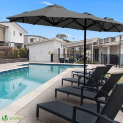 Parasol Jardin Double Aluminium 150 X 300 Cm Gris(Parasol Jardin Double Aluminium 150 X 300 Cm Gris 1) -Boutique Vounot 7 c1cb0b41 c275 4c37 baa9 5d590c6aedfc