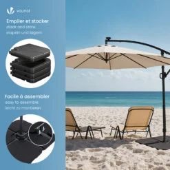 Lot De 4 Dalles Lestage Parasol HDPE 60L Eau - 100kg Sable Noires(Lot De 4 Dalles Lestage Parasol Hdpe 60l Eau 100kg Sable Noires) -Boutique Vounot 7 c6e73648 383d 4104 90a8 886eefe8e36c