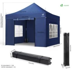 Tonnelle De Jardin Renforcée 3x3m Pliable Avec 4 Parois Et Sac De Transport A Roulette Bleue(Tonnelle De Jardin Renforcee 3x3m Pliable Avec 4 Parois Et Sac De Transport A Roulette Bleue) -Boutique Vounot 7 d3c461e6 dde1 4b72 93c5 810768a7565e