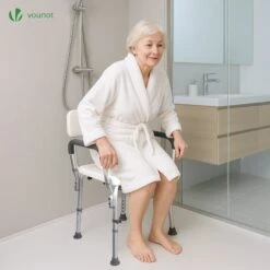 Chaise De Douche Avec Accoudoir Et Dossier Ergonomique A Hauteur Reglable En Aluminum HDPE Blanc(Chaise De Douche Avec Accoudoir Et Dossier Ergonomique A Hauteur Reglable En Aluminum Hdpe Blanc) -Boutique Vounot 7 fd3b432d 0863 4751 99a0 a5c3f59ce1cd